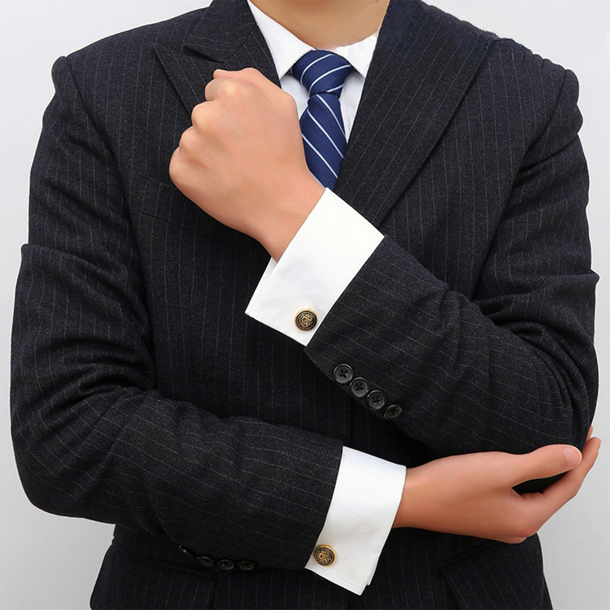 Gold dragon round lapel pins badge Cufflinks Sets thumbnail 6