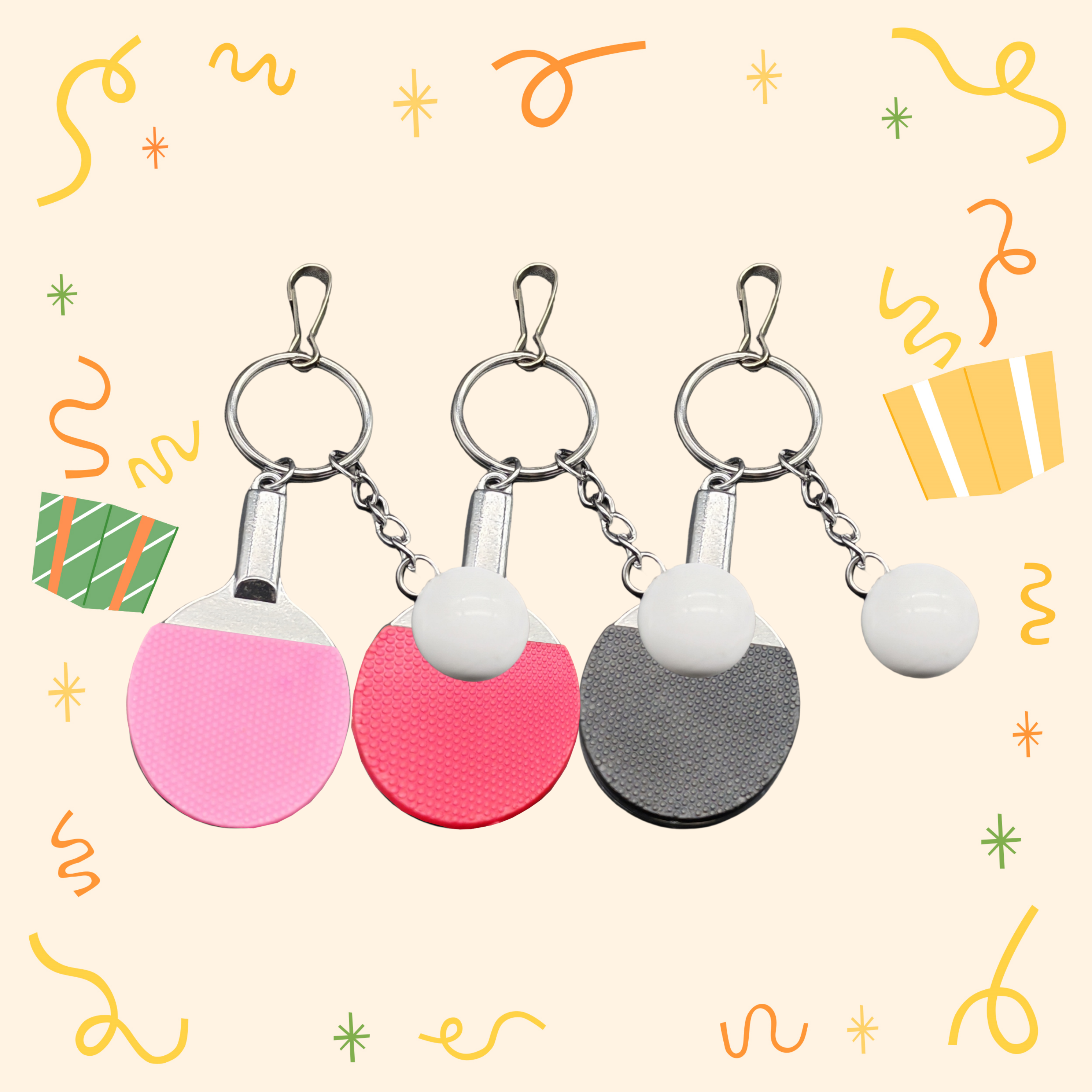Table Tennis Keychain, Mini Pingpong Keyrings with Table Tennis Racket Sports Keyring for Bags Backpack thumbnail 3