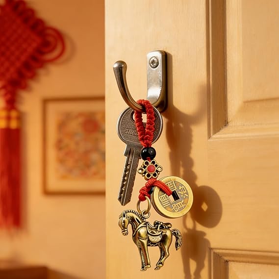 Horse Keychains Chinese New Year Horse Keyholder Feng Shui Hanging Pendants for Keys thumbnail 4