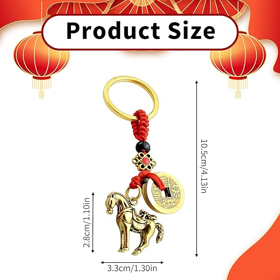 Horse Keychains Chinese New Year Horse Keyholder Feng Shui Hanging Pendants for Keys thumbnail 5