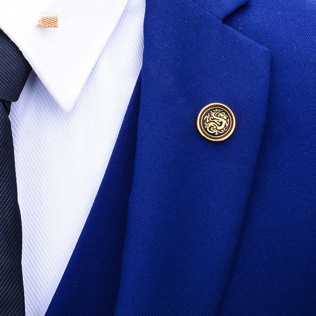 Gold dragon round lapel pins badge Cufflinks Sets thumbnail 5