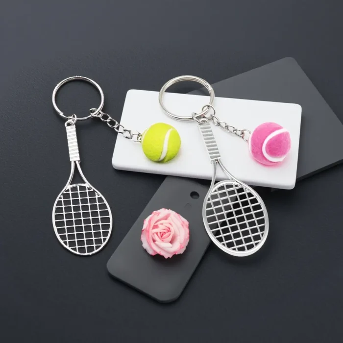 Tennis Keychain Mini Metal Tennis Keychains Cute Tennis Racket Ball Keychain