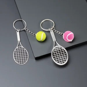 Tennis Keychain Mini Metal Tennis Keychains Cute Tennis Racket Ball Keychain