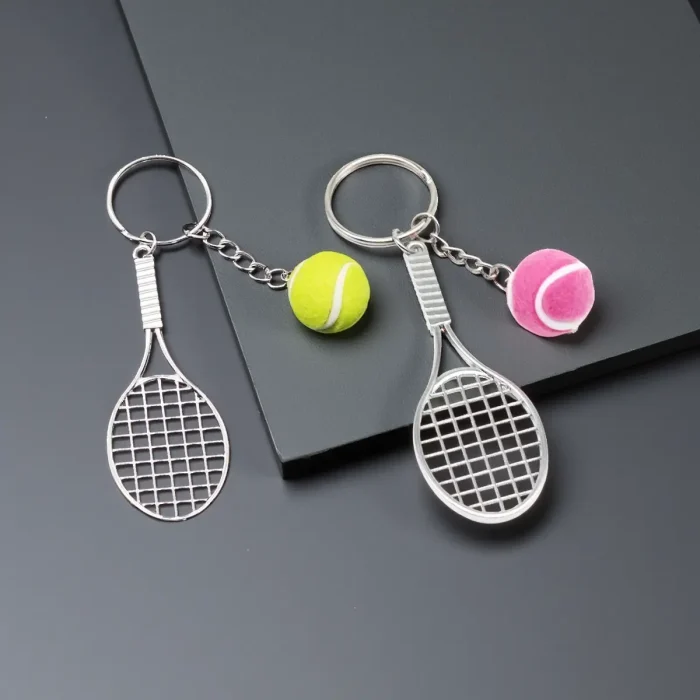 Tennis Keychain Mini Metal Tennis Keychains Cute Tennis Racket Ball Keychain