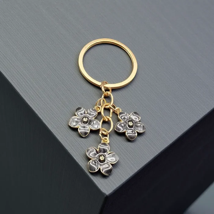 Flowers Keychains for Women Girls, Flowers Charms Enameled Keychain Keyring Gifts Purse Bag Accessories Bulk Flower Keychain, Cute Key Chains, Key Chain Charm, Keychain Accessories for Women Gifts Purse Bag Accessories