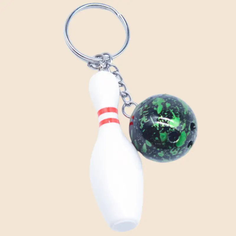 thumbnail image 2 of Bowling Pin And Green Ball Keychain Pendant | Fun Bowling Charm For Bag Or Keys 2 of 6