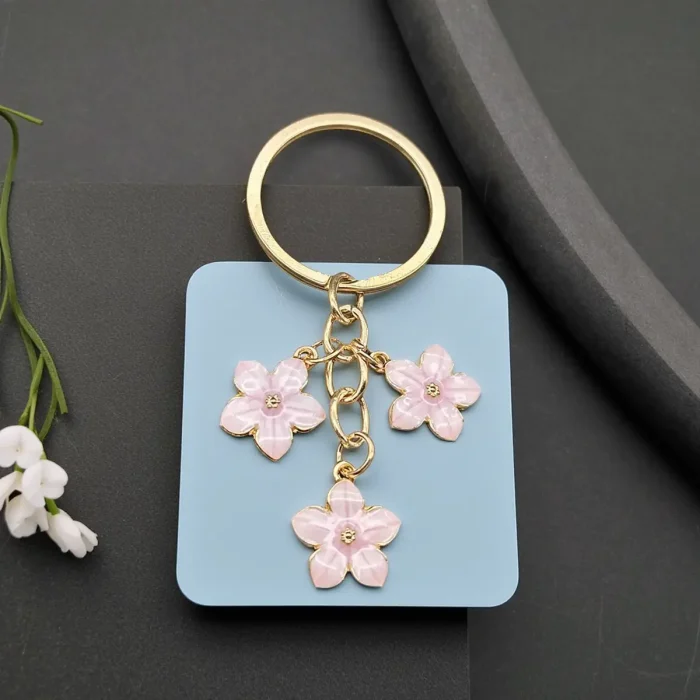 Flowers Keychains for Women Girls, Flowers Charms Enameled Keychain Keyring Gifts Purse Bag Accessories Bulk Flower Keychain, Cute Key Chains, Key Chain Charm, Keychain Accessories for Women Gifts Purse Bag Accessories