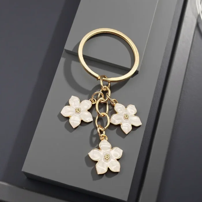 Flowers Keychains for Women Girls, Flowers Charms Enameled Keychain Keyring Gifts Purse Bag Accessories Bulk Flower Keychain, Cute Key Chains, Key Chain Charm, Keychain Accessories for Women Gifts Purse Bag Accessories