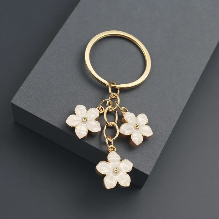 Flowers Keychains for Women Girls, Flowers Charms Enameled Keychain Keyring Gifts Purse Bag Accessories Bulk Flower Keychain, Cute Key Chains, Key Chain Charm, Keychain Accessories for Women Gifts Purse Bag Accessories