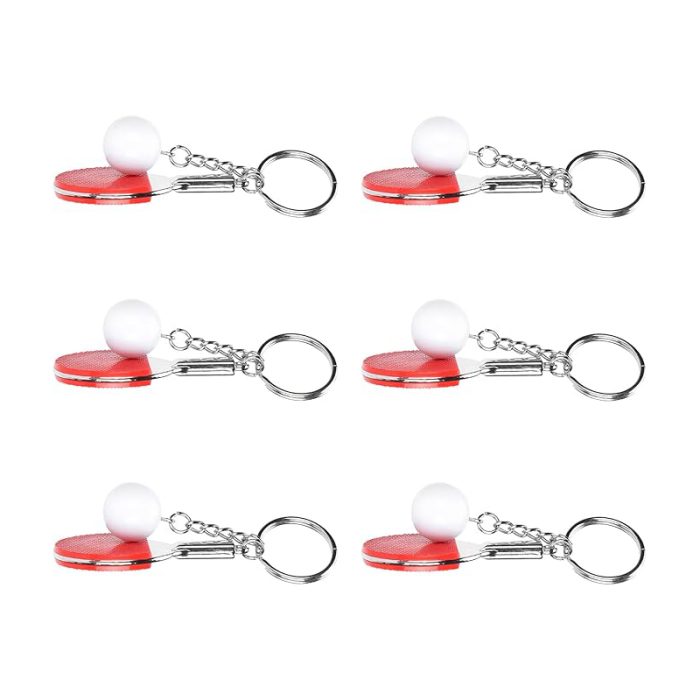 Table Tennis Keychain, Mini Pingpong Keyrings with Table Tennis Racket Sports Keyring for Bags Backpack