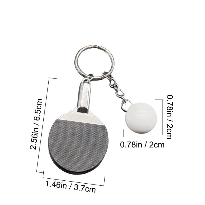 Table Tennis Keychain, Mini Pingpong Keyrings with Table Tennis Racket Sports Keyring for Bags Backpack